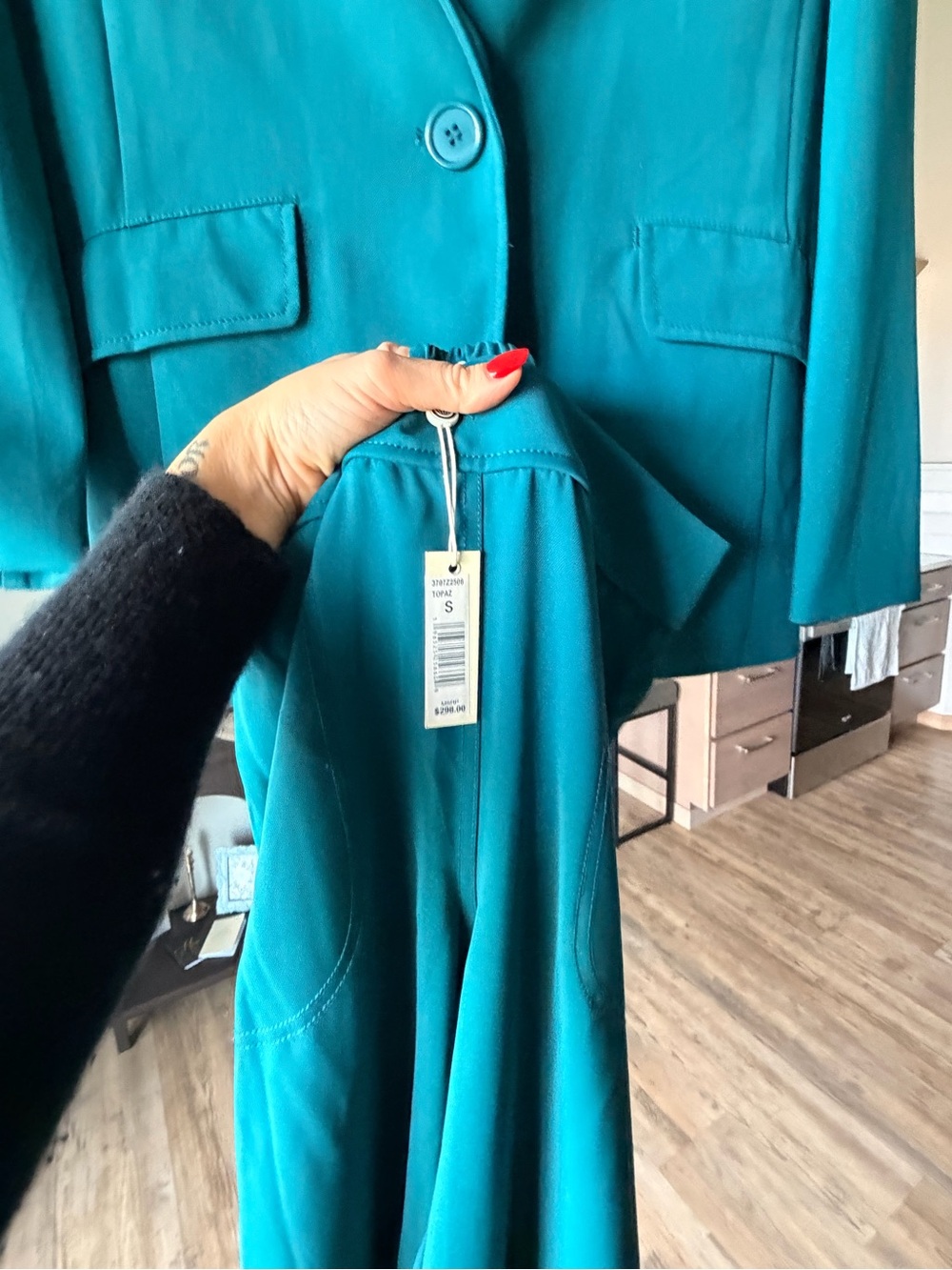 Max Studio Teal Women's High-Waist Pants Suit - Small